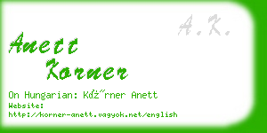 anett korner business card